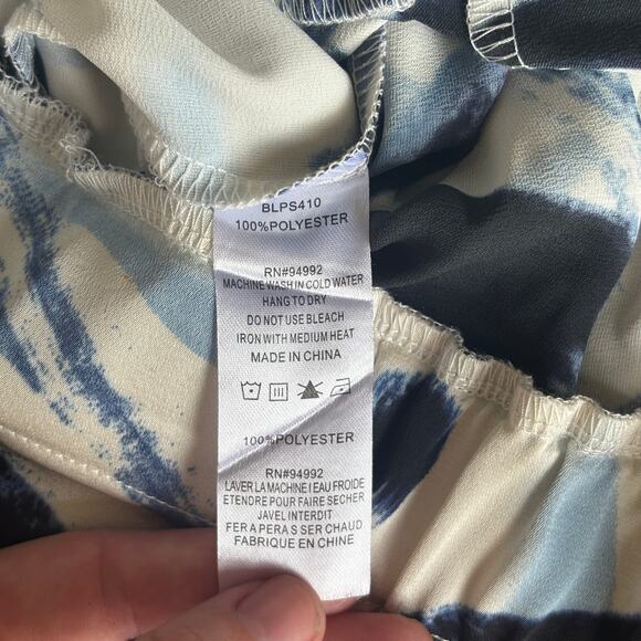 Patrizia Luca Wide Leg Pants Women's S Navy Printed Bold Pattern Elastic Waist - Picture 8 of 13